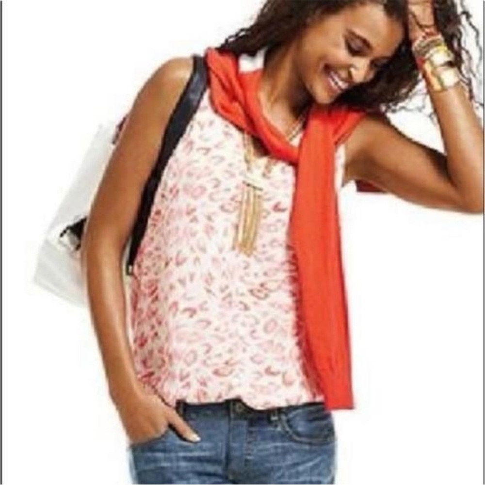 CABI #267 Pink Coral Animal Print Sleeveless Tank Top Women’s Medium Lined - Picture 3 of 13